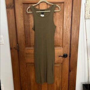 Rachel Zoe Green Ribbed Sheath Midi Dress